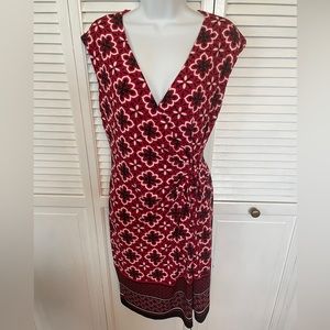 Liz Claiborne Faux Wrap Dress Red Black Small
